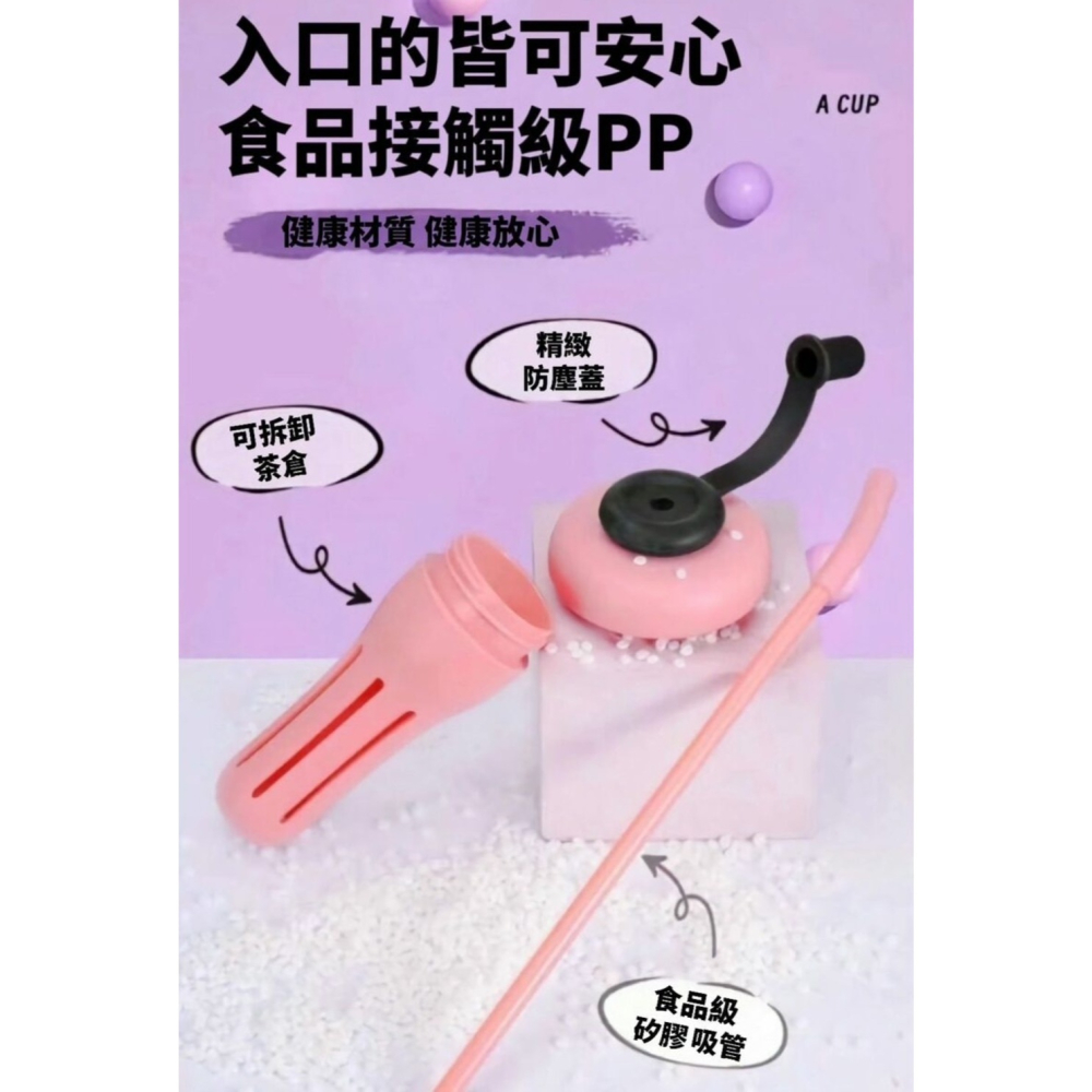 【元氣多巴胺】鮮活手提冰壩水杯1300ml 加贈防塵蓋吸管及分離泡茶倉 冰壩杯 肚肚杯 運動水杯-細節圖4