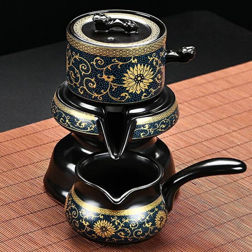 【品藝家】自動旋轉創意泡茶組 鎏金堆花 時來運轉自動泡茶組 過年除夕 會客送禮-細節圖11