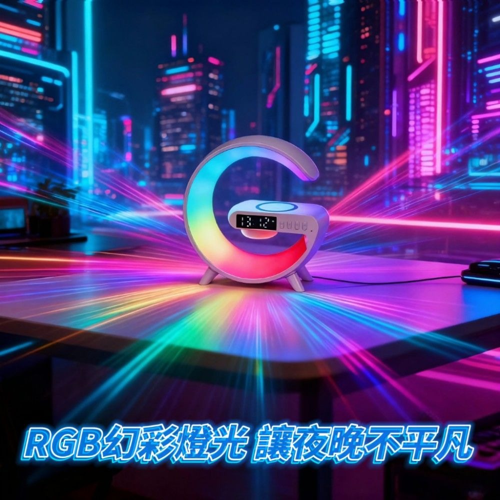 【RGBG】科幻夜燈氛圍燈藍芽音響 配備無線充電板 音響喇叭 夜燈氛圍燈-細節圖2