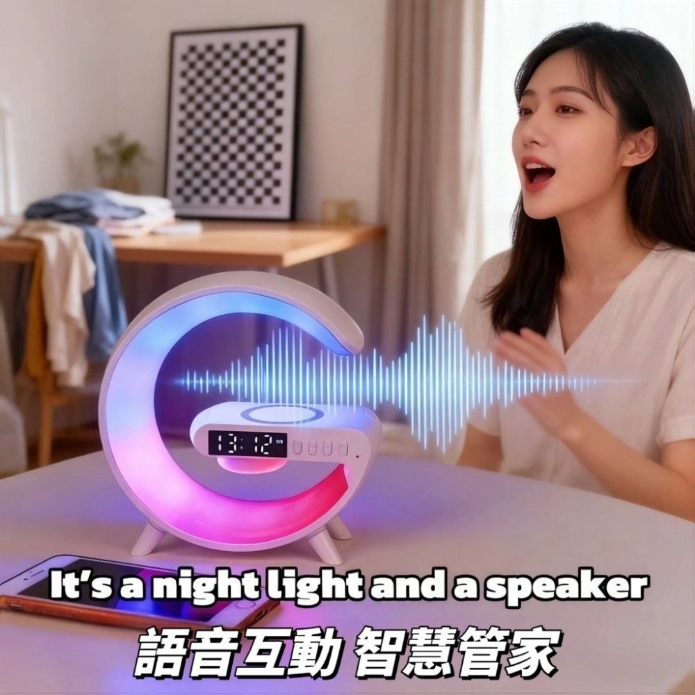 【RGBG】科幻夜燈氛圍燈藍芽音響 配備無線充電板 音響喇叭 夜燈氛圍燈-細節圖6