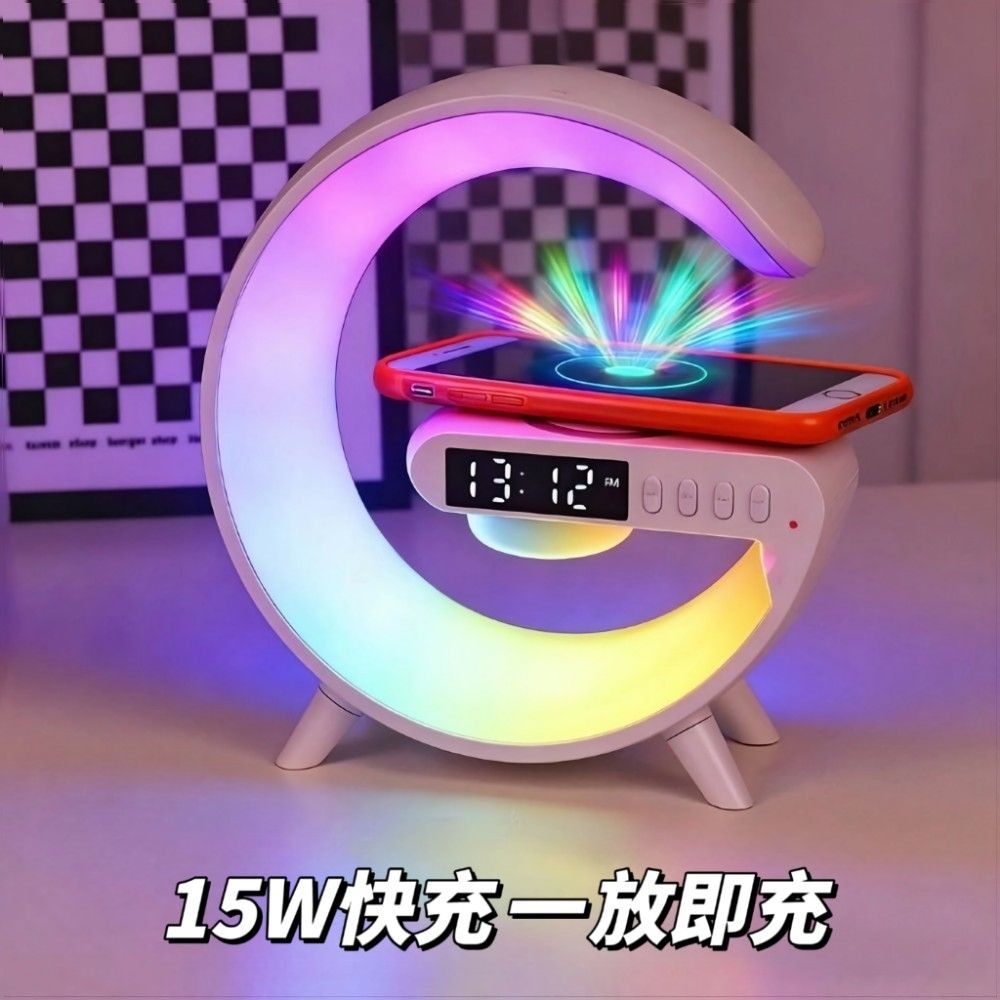 【RGBG】科幻夜燈氛圍燈藍芽音響 配備無線充電板 音響喇叭 夜燈氛圍燈-細節圖8