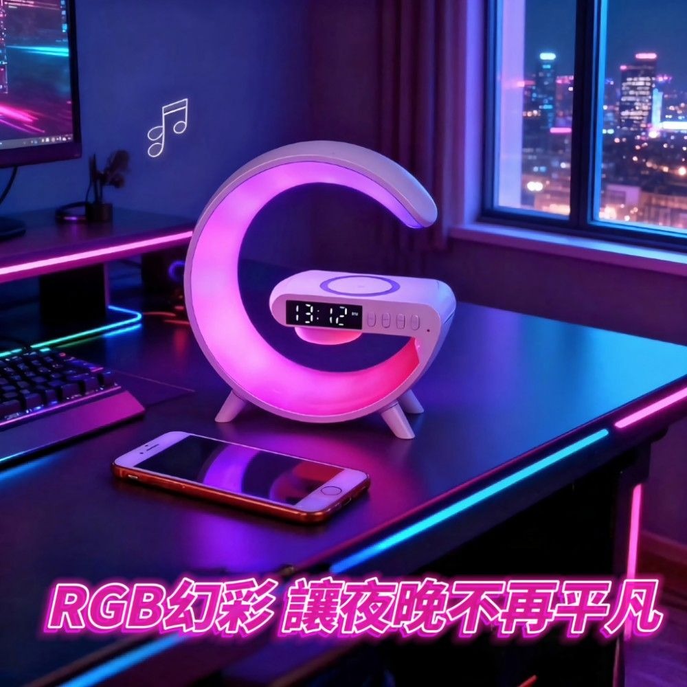 【RGBG】科幻夜燈氛圍燈藍芽音響 配備無線充電板 音響喇叭 夜燈氛圍燈-細節圖10