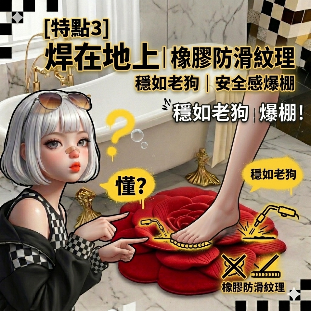 Zora傲嬌除濕系列 | 踏平水氣富貴牡丹浮雕秒乾硅藻泥吸水地墊-細節圖5