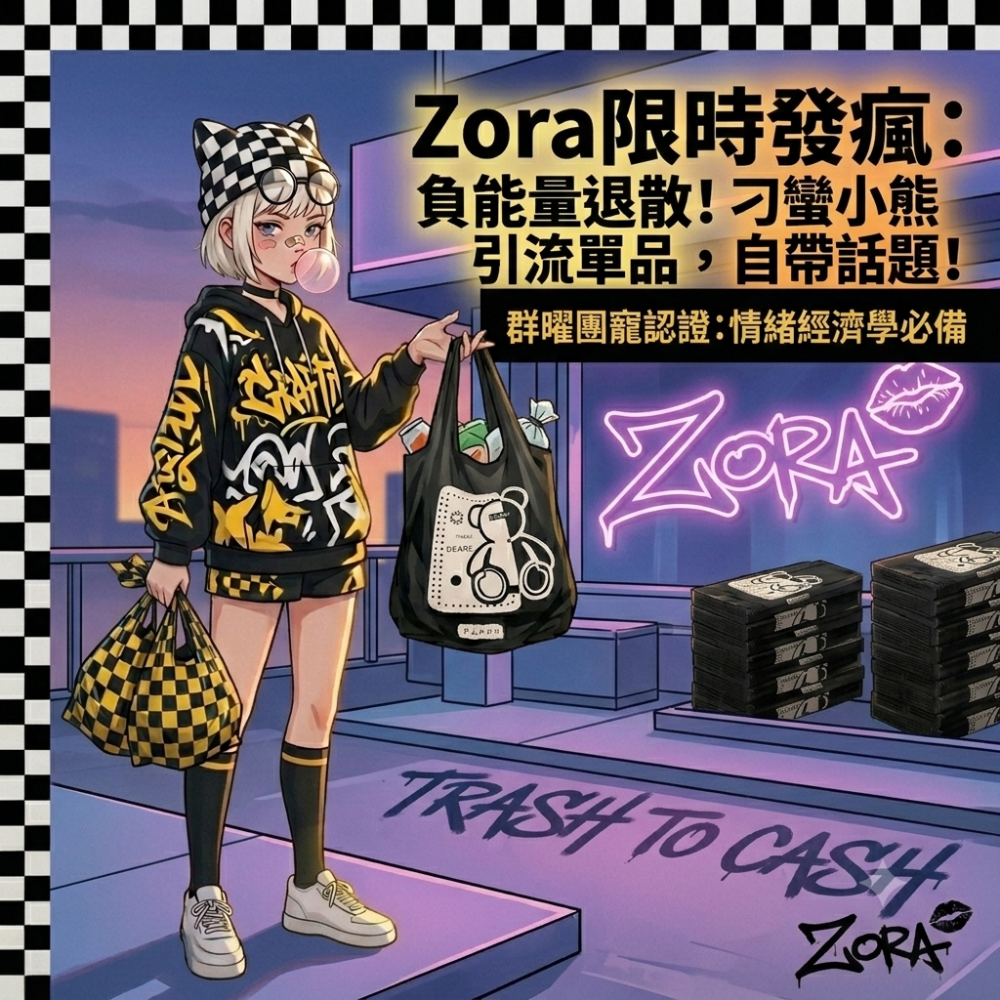 Zora 厭世美學系列 | 酷黑小熊防漏背心袋 加厚懸掛式手提垃圾袋 PE雙層3.2絲抗撕破-細節圖9