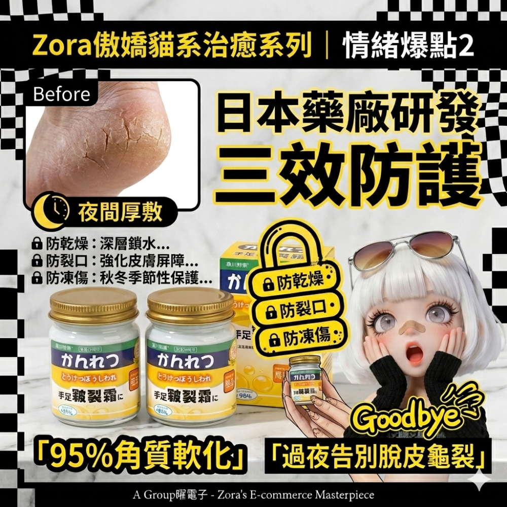 Zora 傲嬌貓系治癒系列 | 森川爆水級皴裂修護霜95%角質軟化一夜告別老繭脫皮-細節圖3