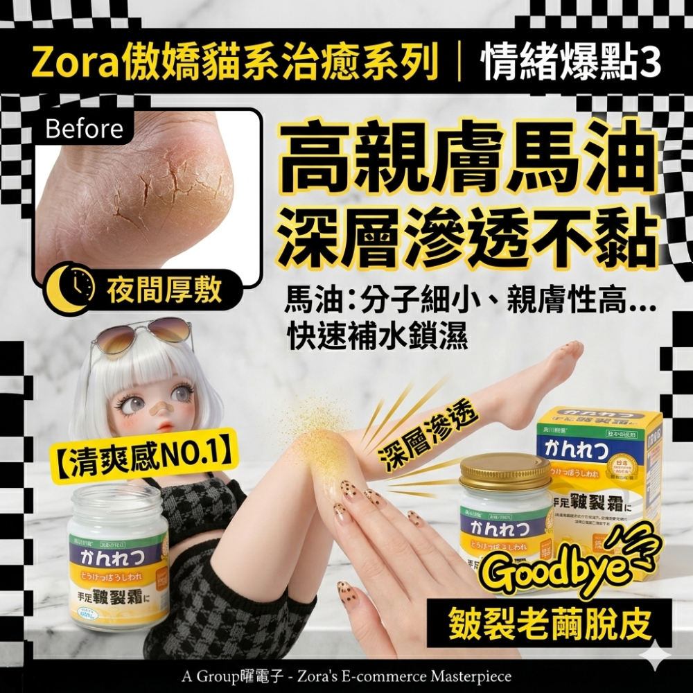 Zora 傲嬌貓系治癒系列 | 森川爆水級皴裂修護霜95%角質軟化一夜告別老繭脫皮-細節圖4