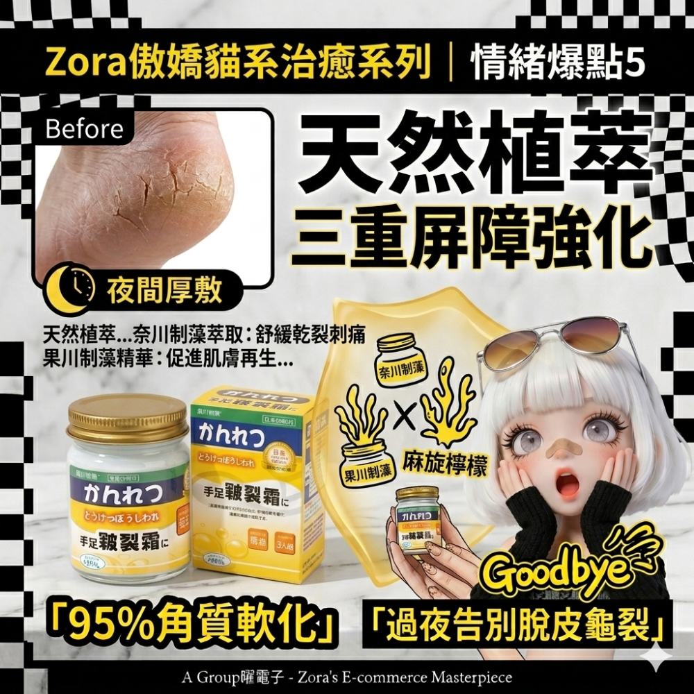 Zora 傲嬌貓系治癒系列 | 森川爆水級皴裂修護霜95%角質軟化一夜告別老繭脫皮-細節圖6