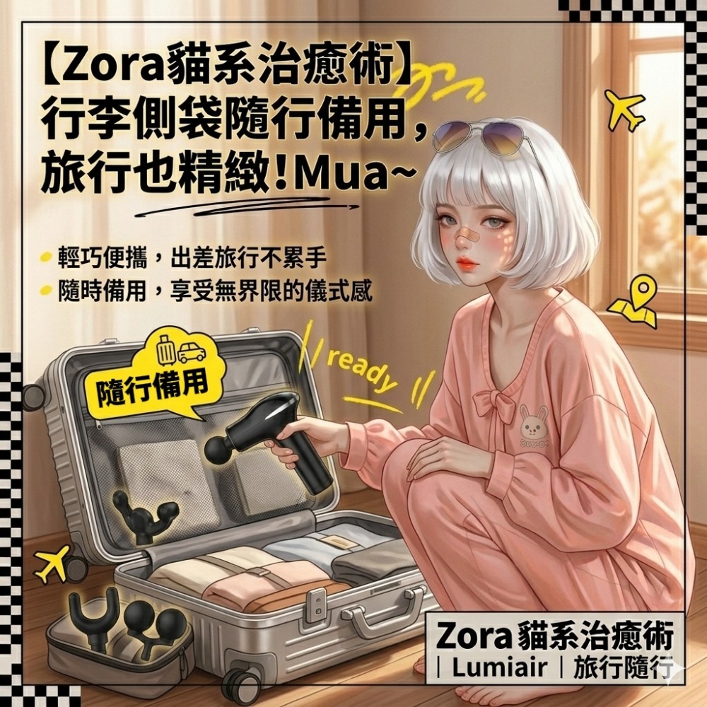 Zora 貓系治癒術系列 | 3200次傲嬌深層擊痠靜音輕量筋膜槍 雙頭款-細節圖9