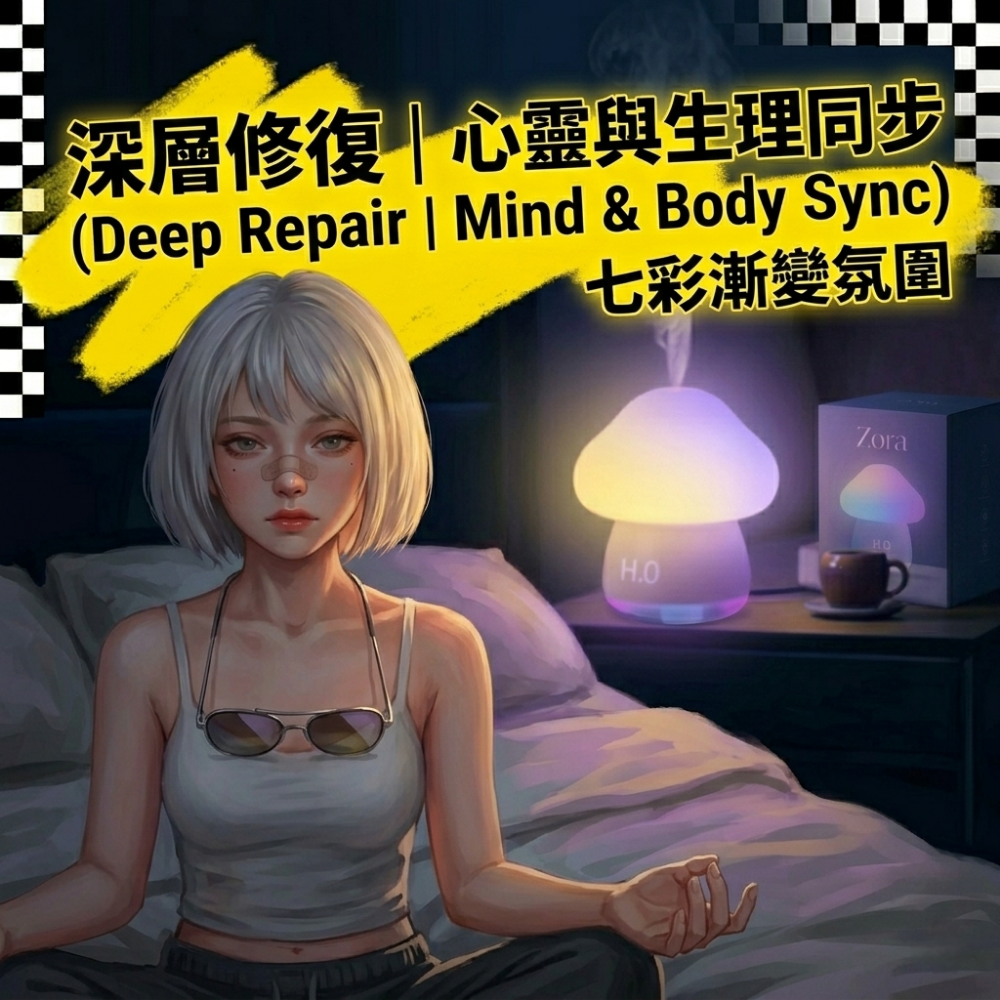Zora 傲嬌睡眠儀式系列 | 拍拍感應七彩氛圍微霧蘑菇加濕器-細節圖5