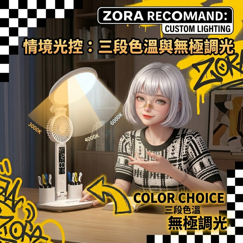 Zora 不斷線發光系列 | 熬夜發瘋拒絕乾澀的降溫護眼檯燈-細節圖7