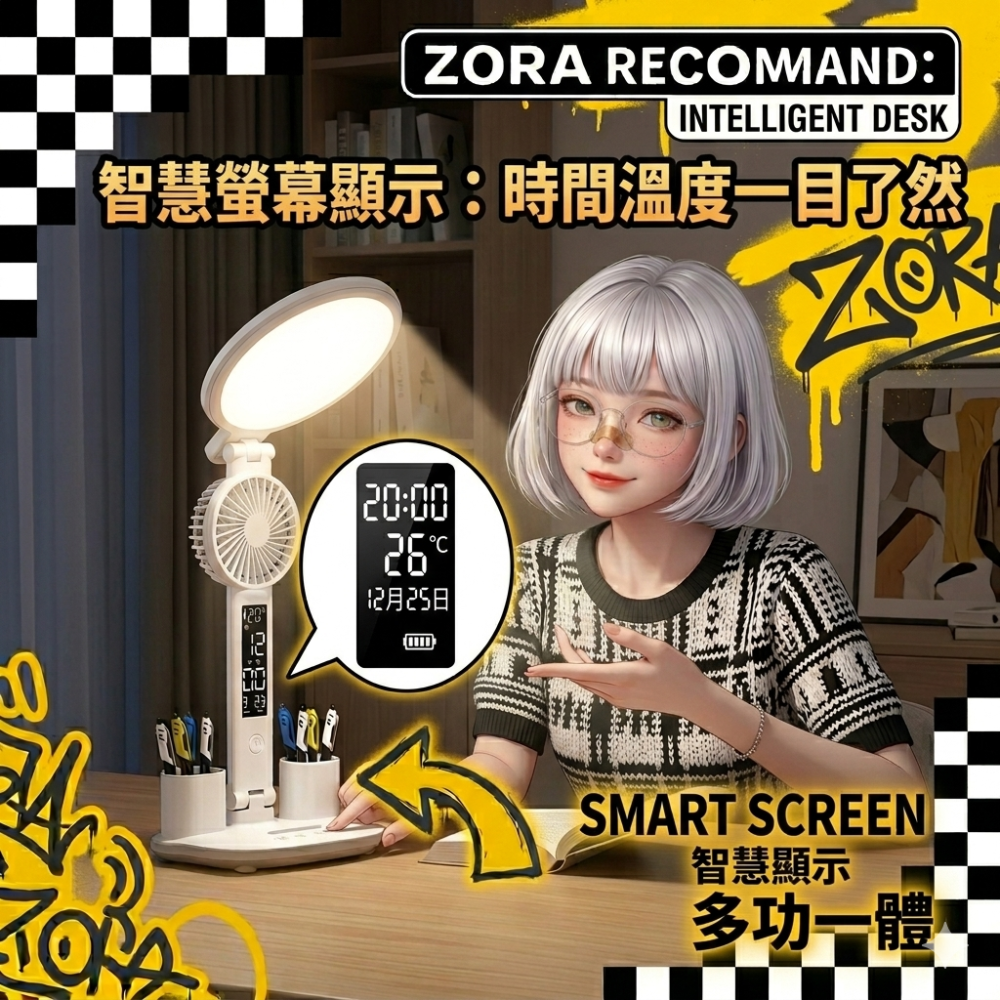 Zora 不斷線發光系列 | 熬夜發瘋拒絕乾澀的降溫護眼檯燈-細節圖8