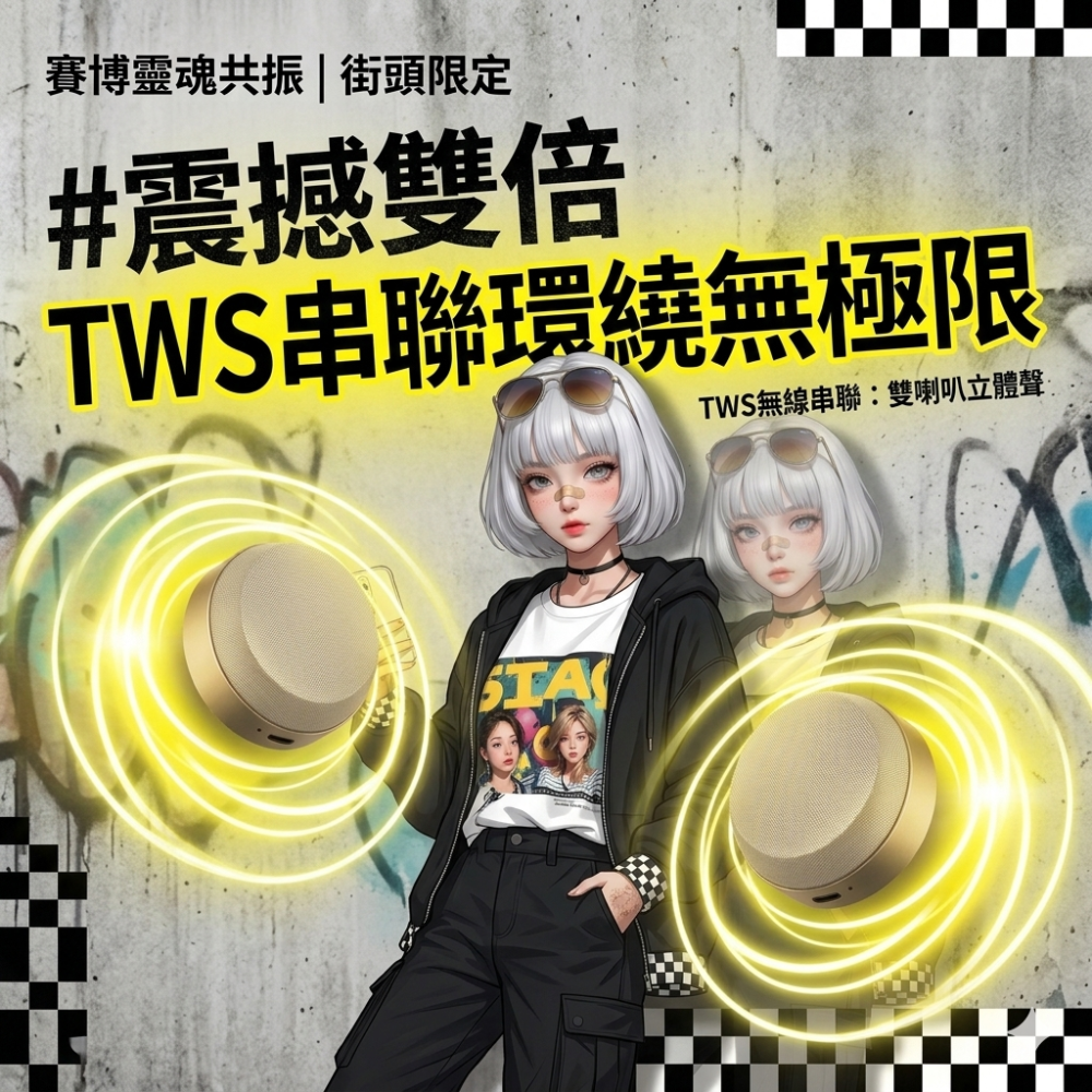 Zora 賽博靈魂共振系列 | 傲嬌金限定磁吸無線低音砲音響-細節圖2