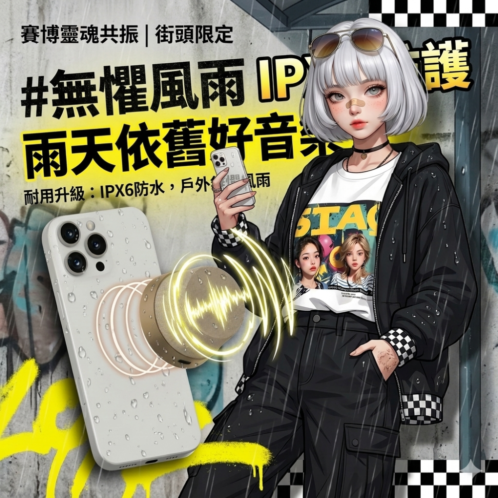 Zora 賽博靈魂共振系列 | 傲嬌金限定磁吸無線低音砲音響-細節圖3
