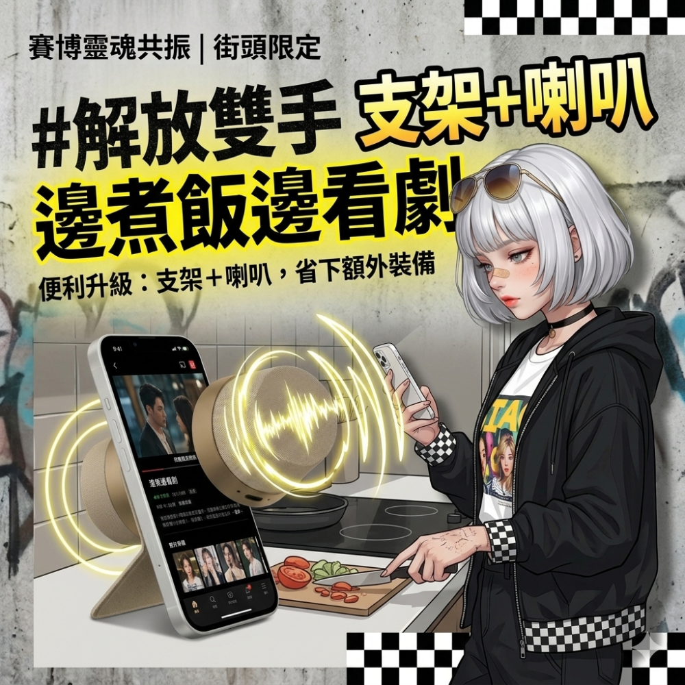 Zora 賽博靈魂共振系列 | 傲嬌金限定磁吸無線低音砲音響-細節圖4