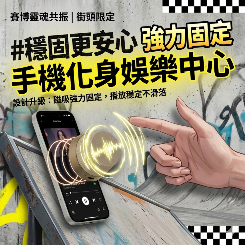 Zora 賽博靈魂共振系列 | 傲嬌金限定磁吸無線低音砲音響-細節圖5