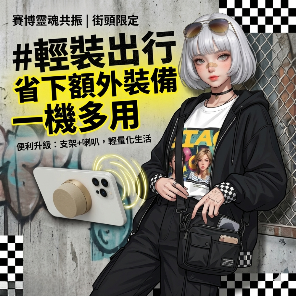 Zora 賽博靈魂共振系列 | 傲嬌金限定磁吸無線低音砲音響-細節圖7