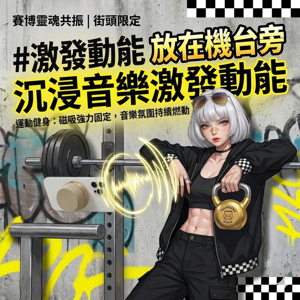 Zora 賽博靈魂共振系列 | 傲嬌金限定磁吸無線低音砲音響-細節圖8
