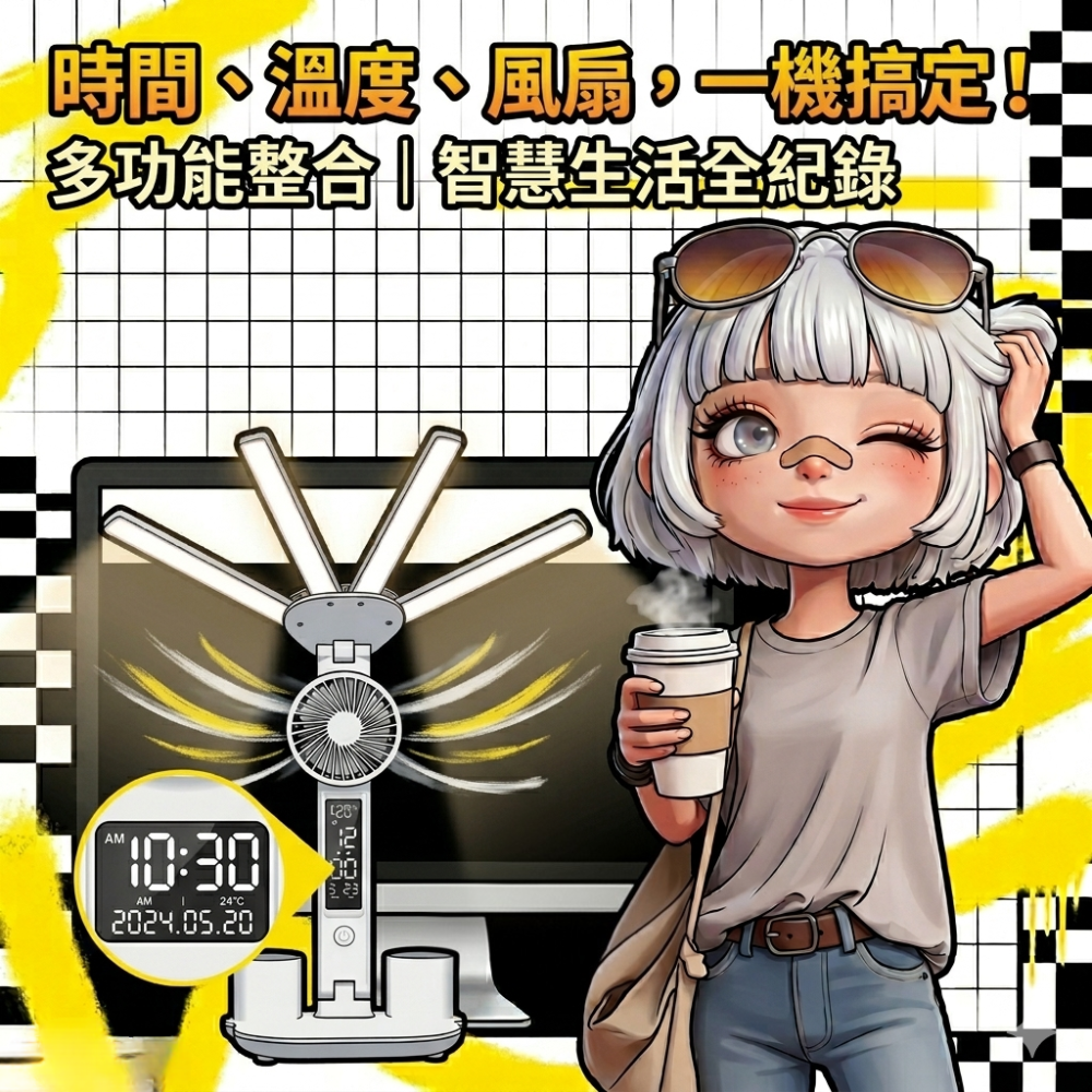 Zora 數位游牧極簡系列 | 傲嬌全能護眼風扇核能檯燈-細節圖5