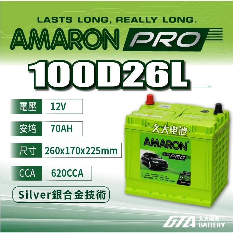 ✚久大電池❚ AMARON愛馬龍 100D26L PRO加強版 銀合金適用 80D26L 110D26L DIY價-細節圖2