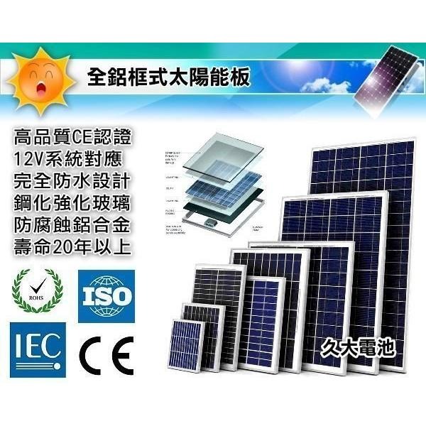 ✚久大電池❚ 太陽能 12V 20W 多結晶 太陽能板 CE ISO ROHS IEC 國際認證 (超高品質.節電省錢)-細節圖3