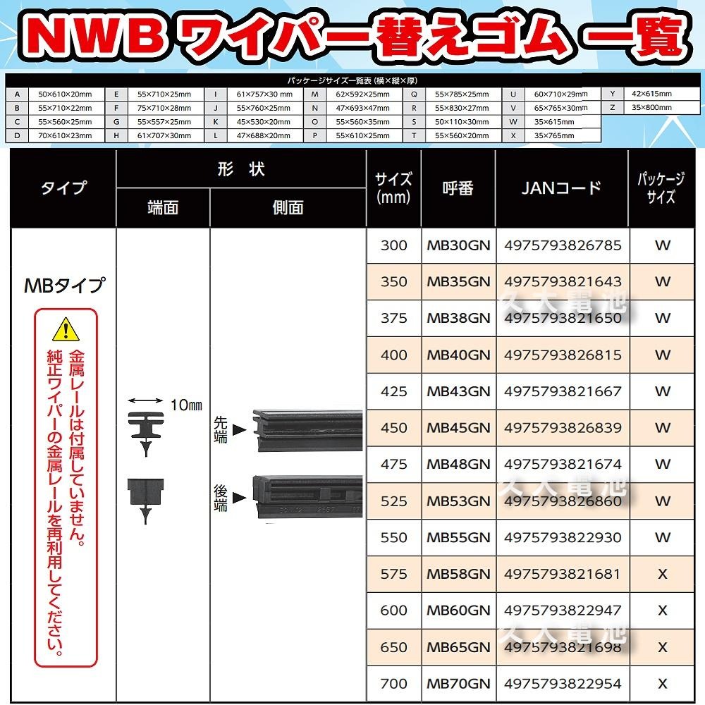 【可超取】日本 NWB MB系列 MB35GN (10mm) 雨刷膠條 軟骨雨刷皮  三節式軟骨雨刷替換膠條 日本製造-細節圖3