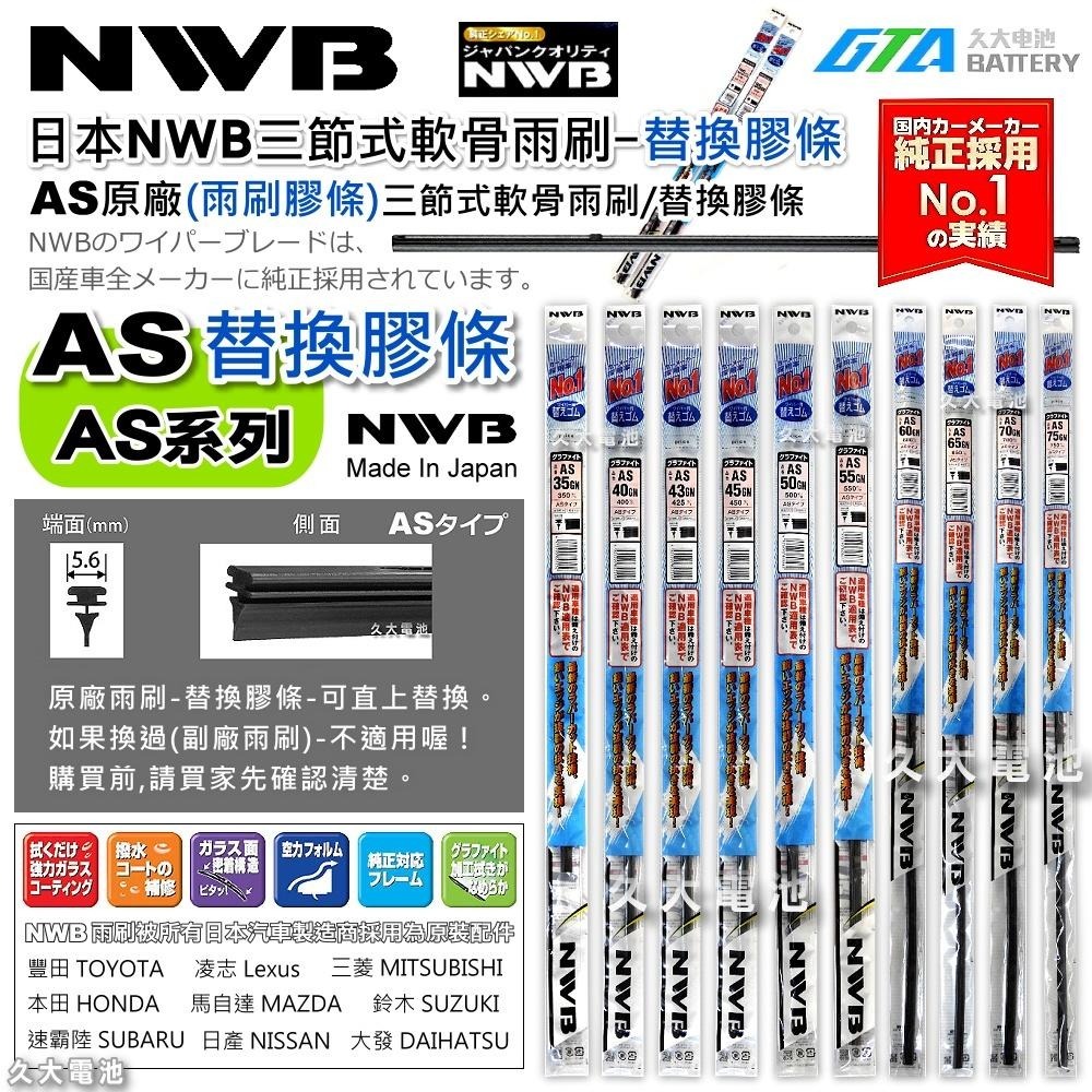【可超取】日本NWB AS系列 AS43 (5.6mm) 雨刷膠條 軟骨雨刷皮 豐田 凌志 馬自達 日本原裝進口-細節圖2