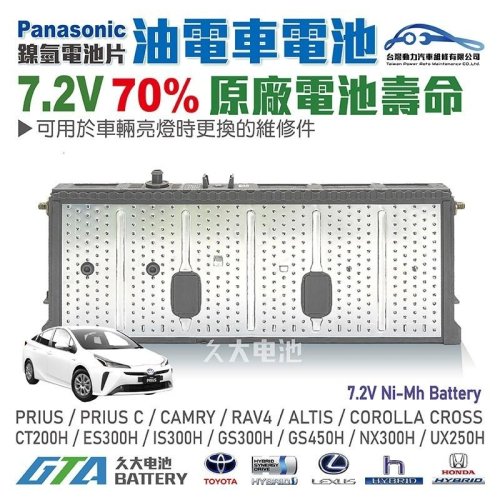 ✚久大電池❚ 豐田 TOYOTA 凌志 LEXUS HYBRID 油電車電池 7.2V原廠鎳氫電池片 單片 容量70%