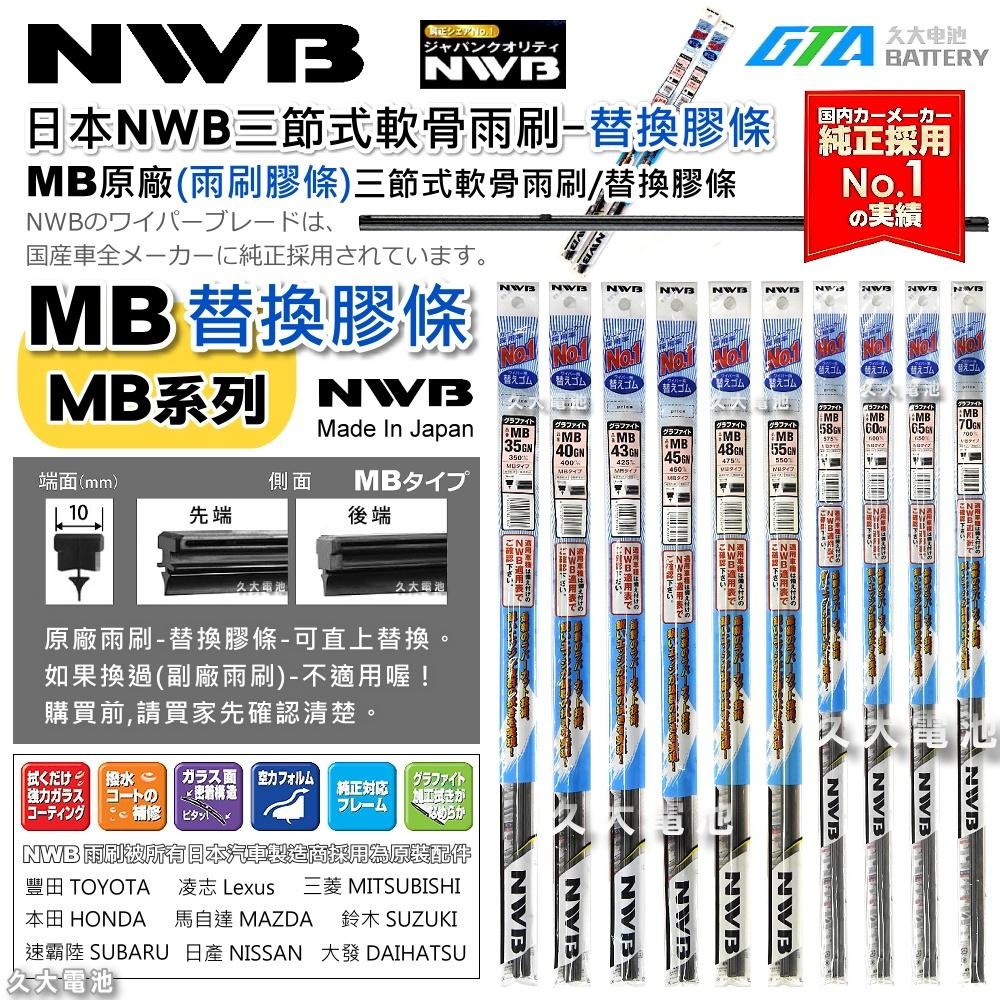 【可超取】日本 NWB MB系列 MB58GN (10mm) 雨刷膠條 軟骨雨刷皮  三節式軟骨雨刷替換膠條 日本製造-細節圖2