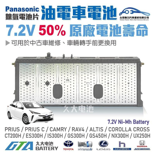 ✚久大電池❚ 豐田 TOYOTA 凌志 LEXUS HYBRID 油電車電池 7.2V原廠鎳氫電池片 單片 容量50%