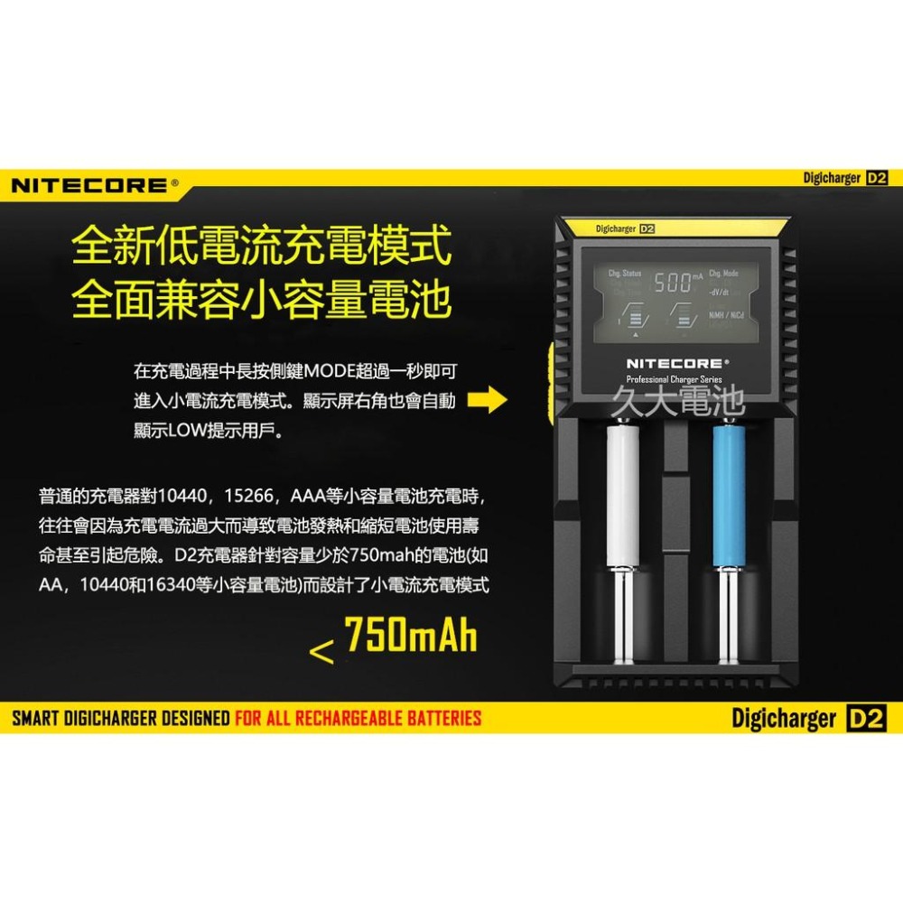 ✚久大電池❚ 奈特科爾NITECORE D2充電器 兼容IMR/LI-ION/LIFEPO4、NI-MH/NI-CD電池-細節圖7