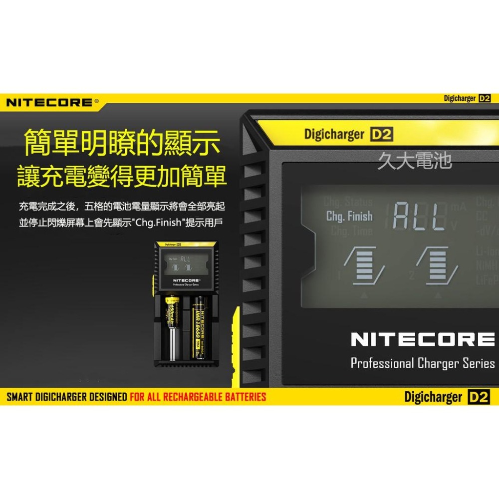 ✚久大電池❚ 奈特科爾NITECORE D2充電器 兼容IMR/LI-ION/LIFEPO4、NI-MH/NI-CD電池-細節圖8