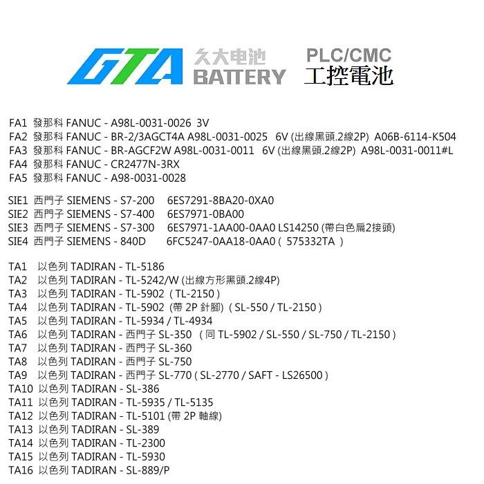 ✚久大電池❚ 以色列 TADIRAN SL-360 3.6V TL-5903 PLC/CNC電池 TA7-細節圖8