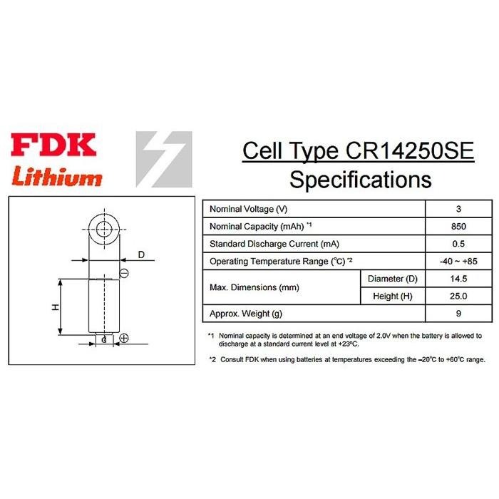 ✚久大電池❚ 日本 三洋 SANYO FDK CR14250SE 3V 帶針腳2P 【PLC工控電池】SY3-細節圖2