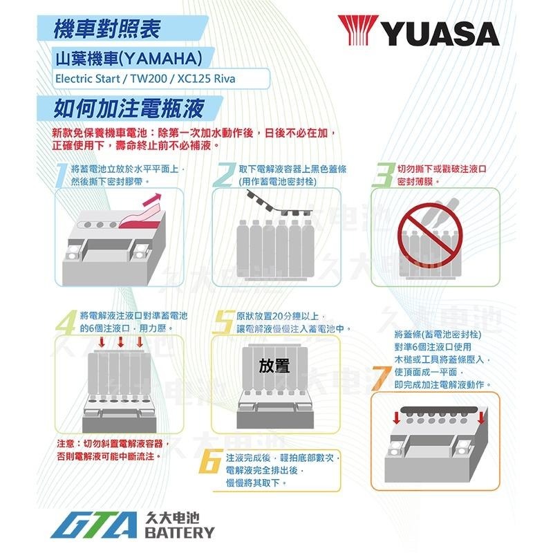 ✚久大電池❚YUASA湯淺機車電瓶 加水式 YB7C-A-細節圖3