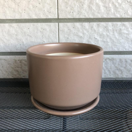 陶瓷花盆 釉盆 自帶盆底 室內盆器 北歐風 簡約 莫蘭迪 咖啡色