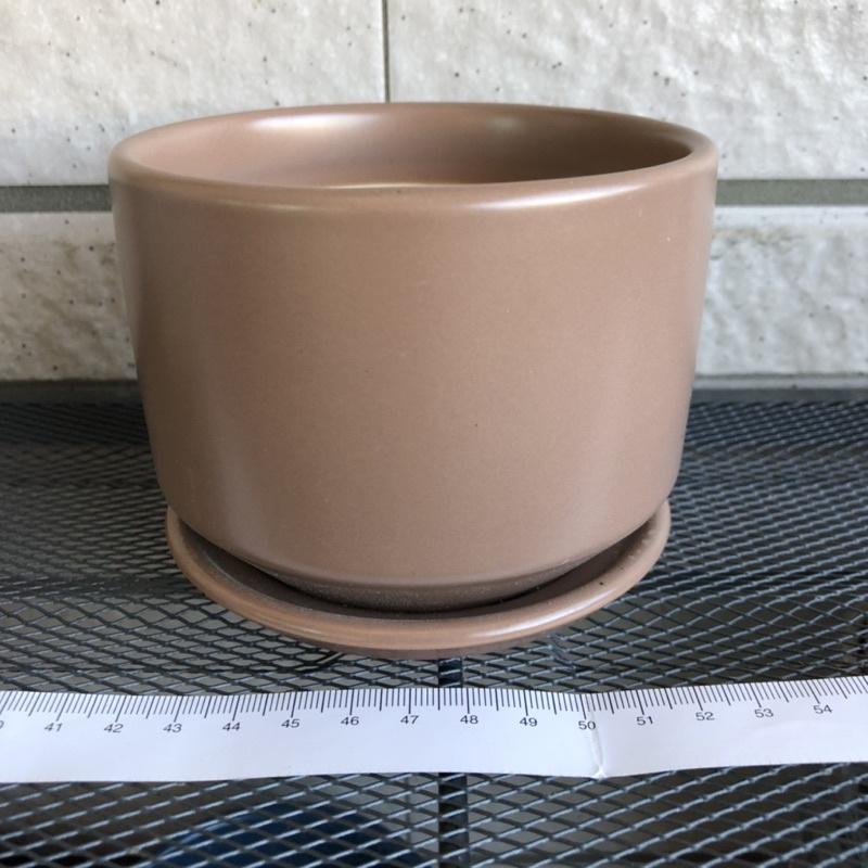 陶瓷花盆 釉盆 自帶盆底 室內盆器 北歐風 簡約 莫蘭迪 咖啡色-細節圖2