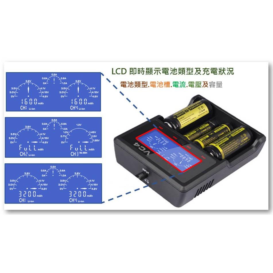 【特價促銷】全新新款LED液晶 Xtar VC4 萬用智慧充電器 18650/32650/Nitrcore D4可參考-細節圖6