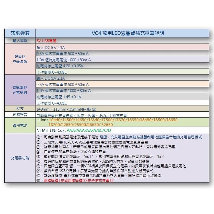 【特價促銷】全新新款LED液晶 Xtar VC4 萬用智慧充電器 18650/32650/Nitrcore D4可參考-細節圖9