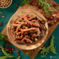 【萬味軒肉乾】素食系列－【辣味素蹄筋 150g】