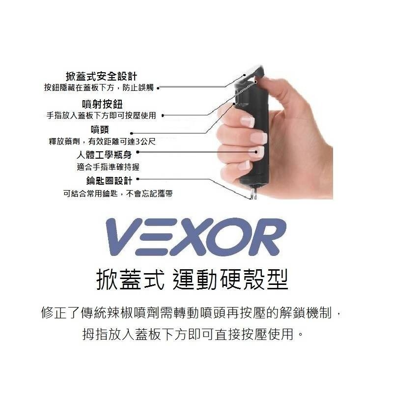 【金海湘商行】美國原裝 威獅Vexor 防狼噴霧 運動硬殼型+快拆鑰匙扣 防身辣椒水-細節圖3