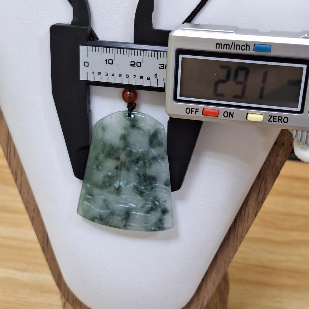 ✨️色漾軒✨️ 淺浮雕飄花山水牌 #天然A貨翡翠-細節圖3