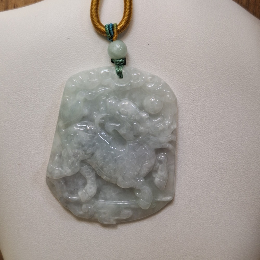 ✨️色漾軒✨️糯冰烏雞麒麟回頭招財納福 #天然A貨翡翠-細節圖2