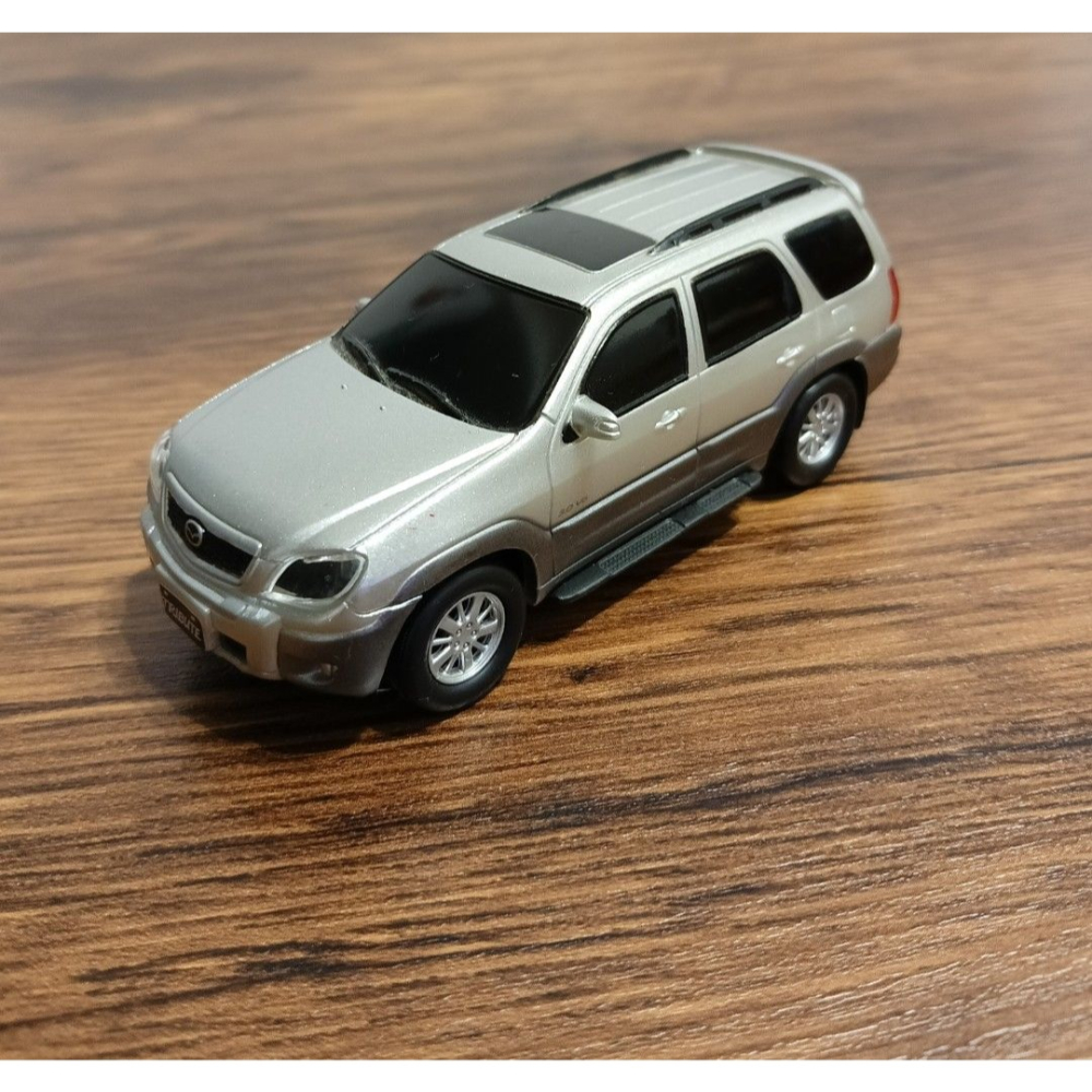 【絕版收藏】MAZDA Tribute 邱比特 1:43 原廠模型車 迴力車（銀色/無盒）-細節圖2