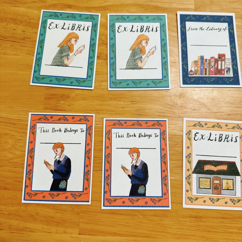 <木木·仕事部屋 Mu Mu Studio> 甜蜜生活 愛治文具房 書店裡的人 EX-LIBRIS 藏書票貼紙 貼紙-細節圖2