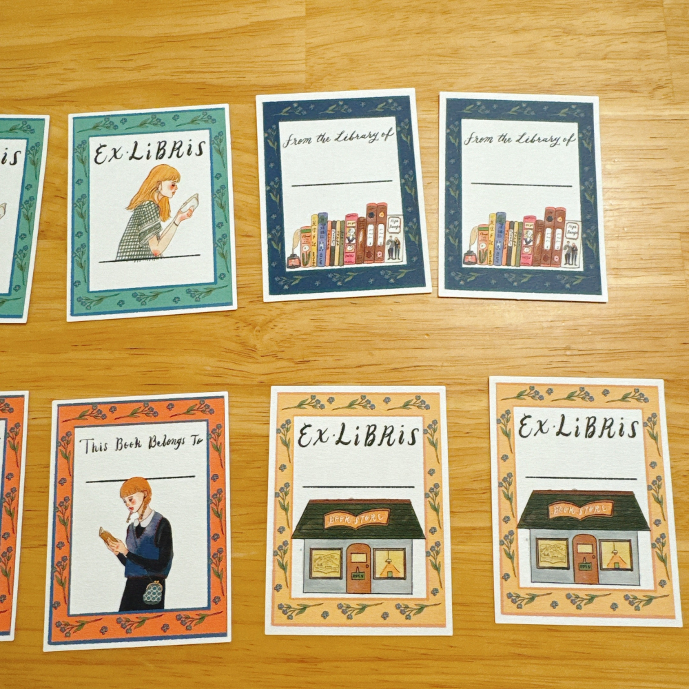 <木木·仕事部屋 Mu Mu Studio> 甜蜜生活 愛治文具房 書店裡的人 EX-LIBRIS 藏書票貼紙 貼紙-細節圖3