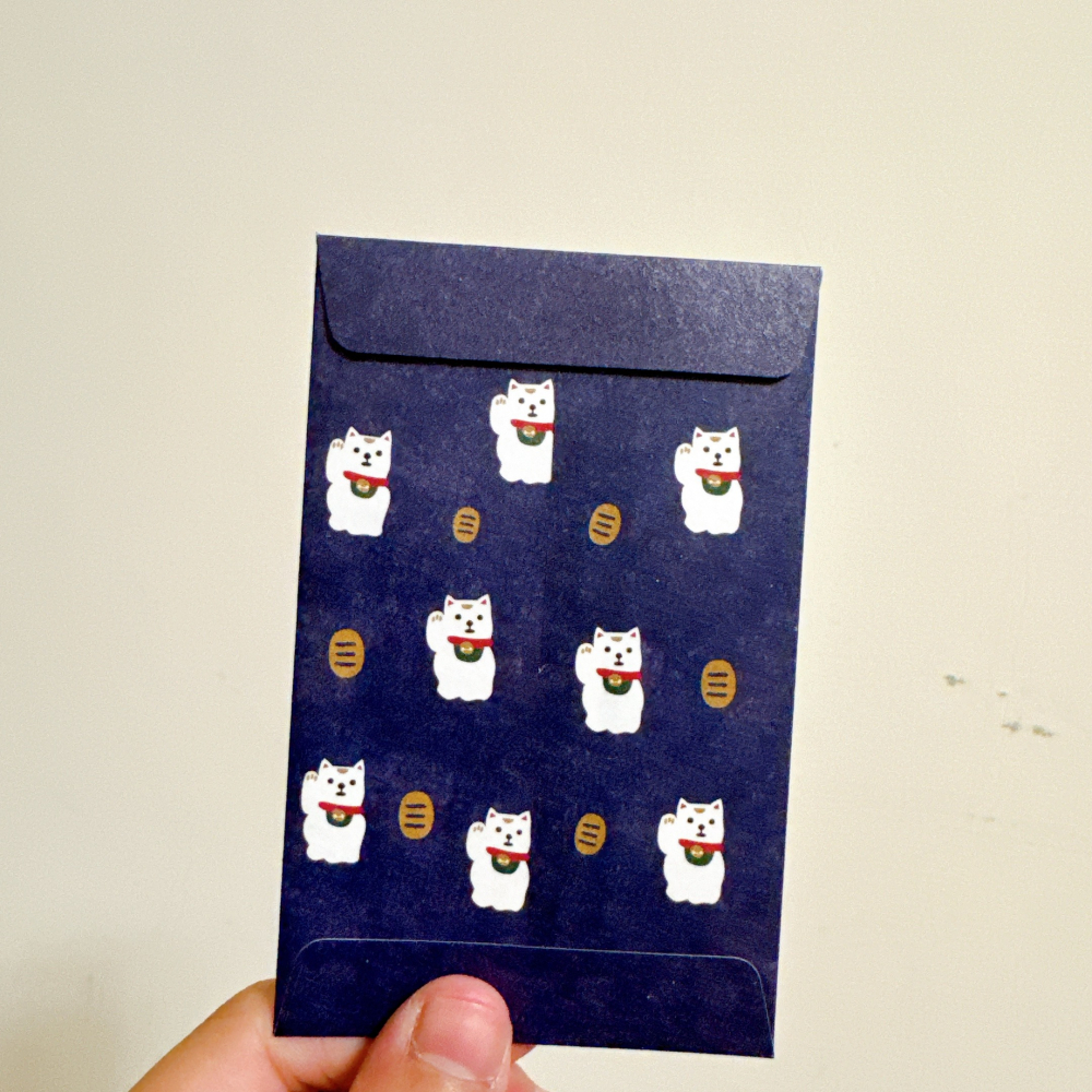 <木木·仕事部屋 Mu Mu Studio> 分售 日本 2025 賀年 蛇年 紅包袋 日式紅包 深藍色 招財貓款-細節圖2