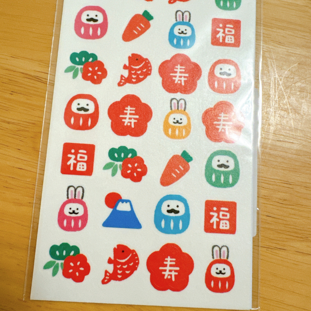 <木木·仕事部屋 Mu Mu Studio> 日本 兔年 Wa-Life 新年迷你貼紙 達摩兔子 達摩 富士山 和紙貼紙-細節圖2