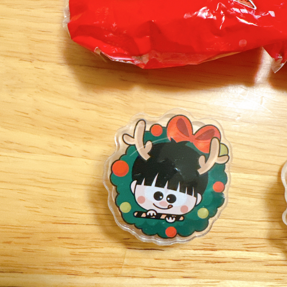 <木木·仕事部屋 Mu Mu Studio> 小瓜呆 脆笛酥 聖誕節 聖誕老人 聖誕花圈 壓克力夾 造型夾 文具夾 限定-細節圖2