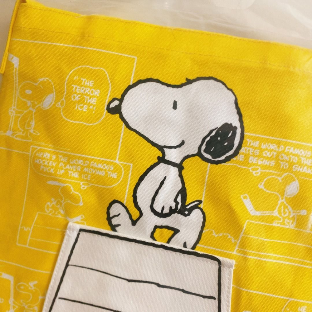 <木木·仕事部屋 Mu Mu Studio> SNOOPY 史努比 兩用托特手提袋 經典款 肩背手提兩用 提袋 黃款-細節圖3