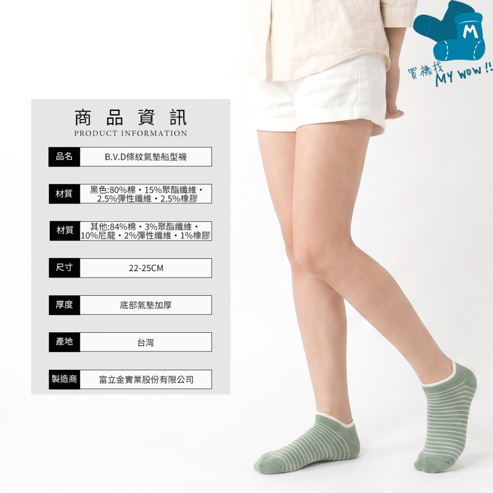 BVD 船型氣墊襪 22-25 CM #時尚 #雅痞風 B.V.D. 帆船襪 厚襪 氣墊襪 船襪 色襪 女襪 B208-細節圖4